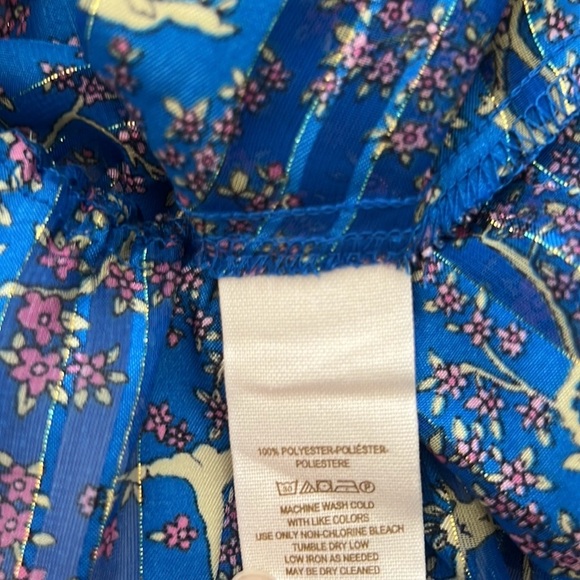 NWT Free People Blue Metallic Print Semi-Sheer Peplum Blouse Small Reg. … - Picture 8 of 11